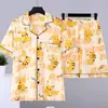 Pijama de Verano Fino de Manga Corta para Hombre, Cárdigan, Diseño de Dibujos Animados Tallas Grandes, Conjunto Casual de Ropa de Casa Juvenil para Hombre