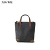 Bolso de Lona Casual Mini Estilo Japonés para Mujer Bolso para Teléfono con Cremallera de Cuero Genuino Bolso para Teléfono de Hombro Único Cruzado Bolso Cuadrado Pequeño Artístico
