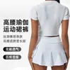 Falda de tenis de dos piezas para mujer transfronteriza, falda corta deportiva de verano anti-exposición para tenis, yoga, golf