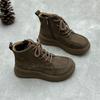 Botines Martin vintage de piel auténtica hechos a mano con suela gruesa, estilo otoño-invierno, con plataforma, punta redonda, cordones y parte superior de piel de vaca.