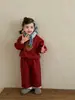 Roupas de Outono/Inverno para Bebê 2026 Novo Estilo Roupas de Inverno Estilo Coreano Roupas Infantis Conjunto de Moletom com Pelúcia e Calça para Meninas