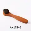 Cepillo para zapatos de crin de caballo con mango largo de madera de haya, cepillo bicolor marrón, mango de madera, cabeza redonda pequeña, cepillo de crin para aplicación de betún, directo de fábrica