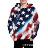 Moletom com Capuz Infantil Amazon Temu Transfronteiriço Primavera e Outono Dia da Independência Europeu e Americano Estampado Casual Jaqueta Moletom com Zíper