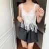 Chaleco Pequeño Hueco Sexy de Tirante Vintage para Mujer Verano Francés Dulce y Picante Tejido Exterior Top Corto con Flecos Puro