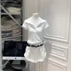Pantalones Cortos de Algodón y Lino Francés Hechos a Mano con Dobladillo Enrollado Plisado para Mujer Pantalones Casuales para el Trabajo Pantalones Cortos Blancos Estilo Corto Fábrica de Origen