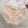 Pelia Fox Roupa Íntima Feminina de Seda Gelada Sem Costura com Forro de Algodão, Fresca, Ultra Fina, Estilo Doce Japonesa, Cintura Média, Calça Máscara