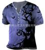 Camiseta de Primavera y Otoño 2022 Europea y Americana para Hombre Halloween Impresión 3D Manga Corta Cuello en V Camiseta Divertida para Hombre