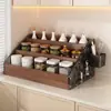Estante para condimentos de cocina, estante para condimentos de encimera, estante multifuncional de almacenamiento de condimentos para aceite, sal, salsa y vinagre