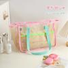 Bolso de Mano de Malla de Gran Capacidad Nuevo Color Caramelo Bolso de Hombro para Playa Bolsa de Almacenamiento Portátil para Viaje