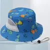 Chapéu de Pescador Estampado de Dinossauro para Crianças Médias e Grandes Chapéu Bacia de Viagem Proteção Solar para Alunos do Ensino Fundamental Crianças Chapéu de Sol Respirável com Aba Grande