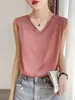 Camisole de Seda de Gelo Transfronteiriça para Mulheres, Roupa Branca de Verão com Decote em V, Camisole para Terno 2025