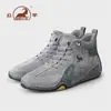 Calçados Casuais Gorilla para Homens 2026 Novo Estilo de Inverno com Forro de Lã, Botas de Neve Masculinas de Couro Genuíno, Sapatos Masculinos de Cano Alto Quentes