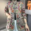 Jaqueta Acolchoada de Algodão para Mães, Novo Estilo Chinês de Inverno com Botões e Estampa Floral, para Meia-Idade e Idosos, Casaco de Algodão Espesso com Forro de Fleece
