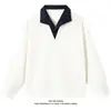 Sudadera polo de retazos a cuadros para hombre 2026, sudadera de moda casual holgada de manga larga con cuello camisero