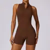 Mono Deportivo de Alta Intensidad Transfronterizo Micro-Cool para Espalda Hermosa Yoga Cremallera Ajustado de Segunda Piel Traje de Fitness de Una Pieza con Almohadilla en el Pecho