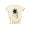 Amazon eBay estação independente moda versátil elegante feminina corrente sol lua estrela gola redonda manga curta camiseta
