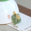 Estilo antigo étnico chinês cinco imperadores moeda de cobre pingente da sorte para o ano de nascimento mulheres banhado a ouro imitação Hetian jade colar de clavícula