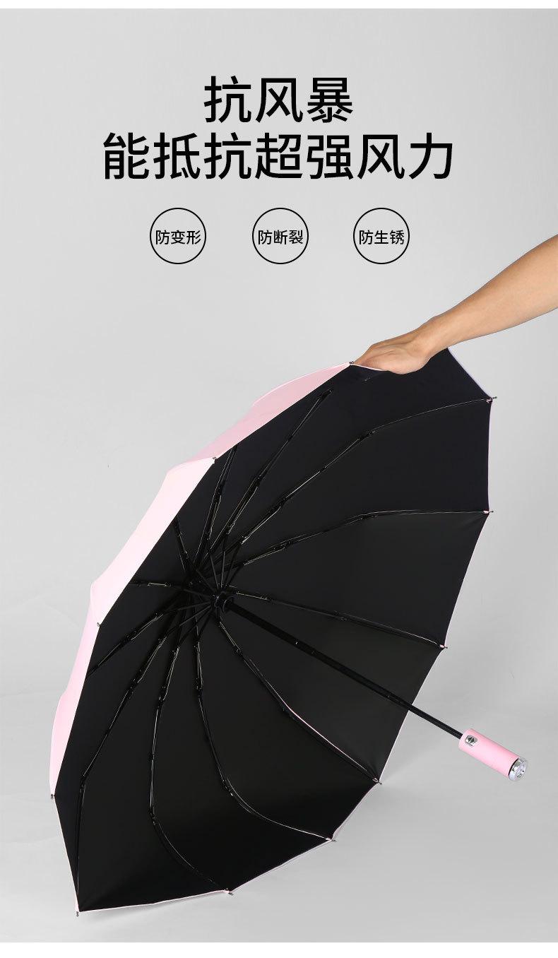 旋转手电筒晴雨伞