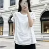 Top camiseta regata vintage artístico de renda pesada com gola redonda, modelagem solta, plus size, para primavera-verão, do Sudeste Asiático, transfronteiriço