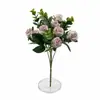Arreglos de Flores Artificiales al por Mayor: Eucalipto con 11 Mini Rosas Rosas Delicadas, Flores Artificiales para Decoración de Bodas y Hoteles