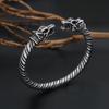 Pulsera de acero inoxidable con cabeza de dragón doble personalizada para hombre, joyería transfronteriza, estilo vikingo retro europeo y americano, pulsera abierta dominante