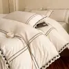Juego de ropa de cama de cuatro piezas de terciopelo de leche engrosado para invierno, con terciopelo texturizado de doble cara, que proporciona calidez y una estética lujosa y de alta gama de estilo francés
