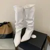 Botas de Ciclismo Plisadas Chuyuji para Mujer, Botas Martin de Caña Alta Adelgazantes para Otoño e Invierno, Botas de Moda con Tacón Grueso 2026
