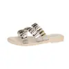 Sandalias de playa planas de moda, pantuflas de interior para el hogar, pantuflas de comercio exterior, nuevo calzado de verano para exteriores para mujer