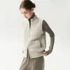 Colete Feminino de Cashmere Sem Mangas Outono 2026 Cardigan Gola Meia Alta Xadrez Jaqueta Colete com Zíper Duplo