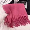 Cachecol de Mohair Liso para Mulheres, Novo Cachecol Versátil para Pescoço Outono e Inverno 2025, Estilo Coreano, Toque de Luxo, Xale Espesso e Quente