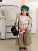 Verão 2026 Nova Roupa Infantil Estilo Coreano Roupa Infantil Meninas Gatinho Desenho Animado Fofo Colete de Verão Sem Mangas