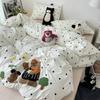 Juego de Tres o Cuatro Piezas de Algodón Lavado Nube Corazón de Niña Linda Toalla de Estrella de Mar Bordada Sábana de Cama Polvo Funda de Edredón 1.8m 1.5 m