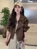 Chaqueta Corta de Ante Vintage para Mujer Estilo Maillard, Nueva Colección Otoño 2026, Casual, Holgada, Adelgazante, Versátil, Chaqueta Superior
