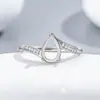 Anillo de plata de ley maciza S925 de 6x9 mm con forma de lágrima y pera, para DIY con gema, con un toque vintage de alta gama, presentado en la transmisión en vivo de Xiaohongshu