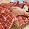 Juego de Cama de Terciopelo de Leche Clase A de Cuatro Piezas para Invierno Espesado Terciopelo Coral Sábanas Funda Nórdica Juego de Cama Nantong de Tres Piezas Forro Polar 4