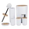 Tapa de Madera de Bambú Set de Lavado para Baño Venta Caliente Transfronteriza Hotel Hogar Plástico Almacenamiento para Lavado Suministros para Baño Set de Seis Piezas