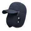 Gorra de invierno para hombres de mediana edad y mayores, forrada de polar, engrosada, cálida, piel genuina, a prueba de viento, protección para las orejas, gorra de béisbol para personas mayores