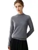 Suéter 100% cachemira pura para mujer, cuello semi-alto, estilo delgado, nuevo suéter de punto pullover de color liso para otoño e invierno