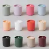 Taza de vela vacía de vidrio DIY personalizada de alta gama, taza de aromaterapia, fondo curvo, fondo negro grueso, taza de vela transparente esmerilada con tapa
