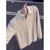 Camisa Polo de Punto con Rayas Verticales Estilo Old Money para Hombre Otoño Camiseta de Manga Larga American Cleanfit Sudadera Versátil para Pareja