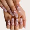Longo Ballet Nude Cor Rosa Nuvem Unha Patch Temperamento Branco Desgaste Nail Art Europeu e Americano Unha Terminada Unha
