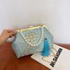 Bolsa de mão para presente de viagem bolsa bordada bolsa Hanfu bolsa chinesa bolsa retrô bolsa cheongsam bolsa com corrente de pérola e fecho