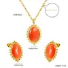 Pendientes y Collar con Piedra Ojo de Gato Ovalada Minimalista de Tendencia Europea y Americana Acero Inoxidable Juego de Joyería de Alta Gama Venta al por Mayor