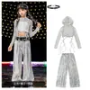 Disfraz de Niña de Jazz Baile Callejero de Jazz Fresco y Atractivo Traje para Niña Grupo de Chicas de Moda Sudadera con Capucha Crop Top Disfraz de Presentación