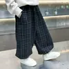 Pantalones de Cuadros de Terciopelo para Niño Estilo Coreano para Niños Pequeños Pantalones Casuales Sueltos de Terciopelo de Una Pieza Pantalones de Bebé
