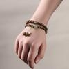 Pulsera de Doble Círculo Estilo Antiguo Artístico de Sándalo Verde Pulsera Tejida DIY de Color Verde Esmeralda Cuentas de Oración Emparejadas con Cuentas de Barril para Hombres y Mujeres