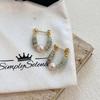 Pendientes de Piedra Shoushan y Perla de Agua Dulce para Mujer Estilo Coreano Nuevo Pendiente Pendientes Diseño Nicho Pendientes de Moda Simple