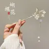 Presilha de Cabelo com Franja de Flores de Alto Padrão para Crianças Nova Estilo Chinoiserie Antigo Presilha da Dinastia Han Acessórios de Cabelo Estilo Nacional Presilha Moderna Step Rocking