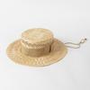 Moda Europea y Americana de Primavera y Verano Ocio Cinta Ancha Cuerda de Lazo Tejido a Mano Calado Sombrero de Paja de Copa Plana Sisal Compras al Aire Libre Sombrero para el Sol