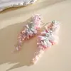Pendientes de gancho de resina con forma de hoja ovalada y pluma, transfronterizos europeos y americanos, pendientes frescos y sencillos de verano, pendientes de diseño nicho para mujer